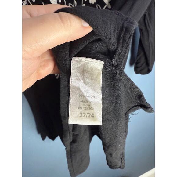 Boho Top Women's Size 22/24 Embroidered Black Shirt Oversized Vacation Cruise - Picture 5 of 8